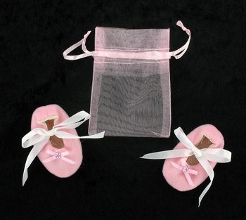 Mini Chaussons de B&eacute;b&eacute; D&eacute;coratifs avec Sachet Cadeau - Rose (Lot de 12 paires)