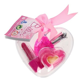 Coffret de maquillage Bella 3 pi&egrave;ces pour enfants en forme de c&oelig;ur sur pr&eacute;sentoir (18 pi&egrave;ces)