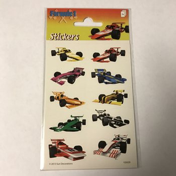 PLANCHE DE STICKERS : VOITURES DE COURSE FORMULE 1, 16 x 9 cm (10 pcs.)