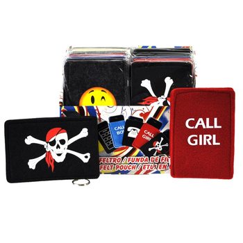 Pochettes pour t&eacute;l&eacute;phone avec porte-cl&eacute;s en pr&eacute;sentoir (48 pcs)