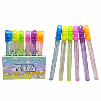 Grand B&acirc;ton de Bulles de Savon Arc-en-Ciel - Pr&eacute;sentoir (24 pcs)