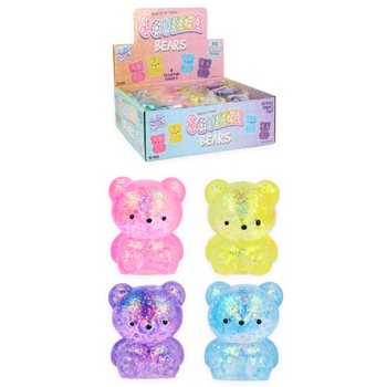 OURS SQUEEZE - AVEC REMPLISSAGE SUCRE - COULEURS MIX EN PRÉSENTOIR (12 pcs)