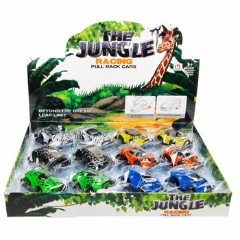 VOITURES JUNGLE À FRICTION EN PRÉSENTOIR (12 pièces)