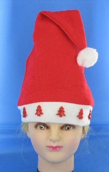 BONNET DE NOËL LUMINEUX AVEC SAPIN ROUGE (12 pcs)