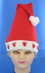 Bonnet de No&euml;l avec c&oelig;urs lumineux (Lot de 12)
