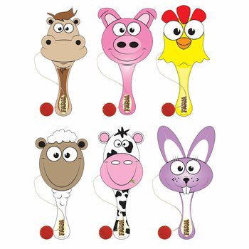 Jeu de Raquette et Balle Animaux de la Ferme (12 pièces)