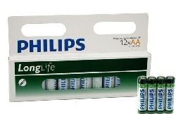 12x PILES "PHILIPS - SUPER HEAVY DUTY" AA - LONGLIFE (12 pcs sur Blister)