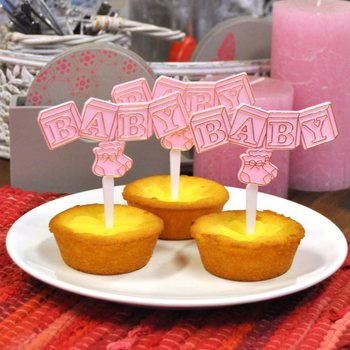 Pique Cupcake de Naissance - Rose B&eacute;b&eacute; (12 pcs)