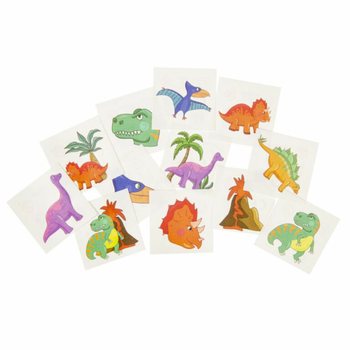 TATOUAGES RIGOLOS - MOD&Egrave;LE : DINOSAURE, chaque pack 12x Tatouages (48 pcs.)