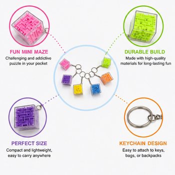 Porte-cl&eacute;s Jeu de Labyrinthe Cube (48 pcs)