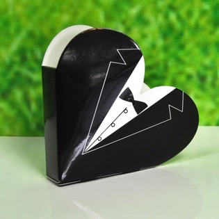 Bo&icirc;te Cadeau de Mariage pour Drag&eacute;es - C&oelig;ur Smoking (12 pcs.)