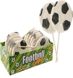 Grande Sucette Ballon de Football sur Pr&eacute;sentoir (12 pcs)