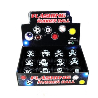BALLE REBONDISSANTE PIRATE SANS LUMI&Egrave;RE EN PR&Eacute;SENTOIR (12 pcs)