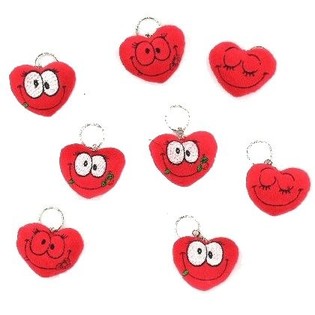 PORTE-CL&Eacute;S C&OElig;URS EN PELUCHE (6 pcs)