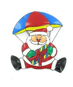 Plaque D&eacute;corative de No&euml;l - P&egrave;re No&euml;l en Parachute (Lot de 6)