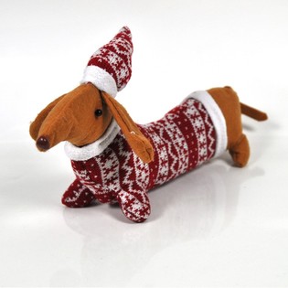 Teckel de No&euml;l en Peluche (Lot de 2)
