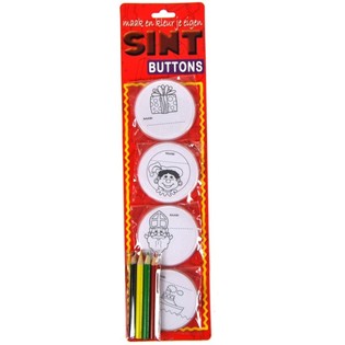 Badges de Saint-Nicolas &agrave; Colorier et Cr&eacute;er Soi-M&ecirc;me - Avec Crayons (12 pi&egrave;ces)