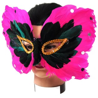 Loup de F&ecirc;te avec Plumes - Mod&egrave;le 4 (Lot de 5)