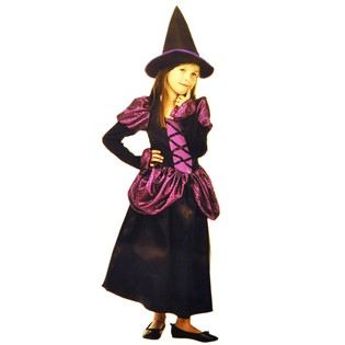 COSTUME DE SORCI&Egrave;RE NOIR/VIOLET POUR ENFANTS - TAILLE M
