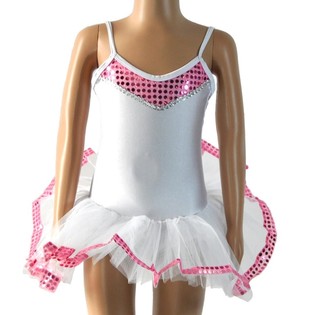 TUTU BLANC/ROSE POUR ENFANTS - TAILLE 6