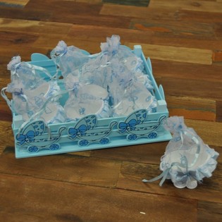 Cagette D&eacute;co avec 9 Landaus de D&eacute;coration - Bleu