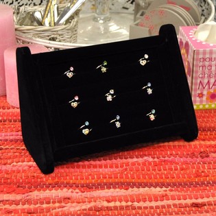 PR&Eacute;SENTOIR &Agrave; BAGUES VELOURS NOIR (1 pc.)