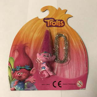 Figurine Trolls avec cha&icirc;ne sur carte (Lot de 12)