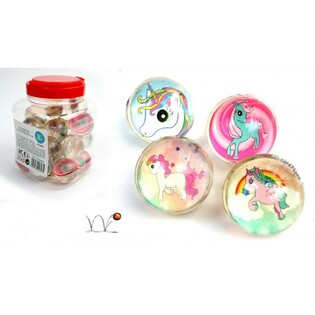 Balles Rebondissantes LICORNE, 4,3 cm, en Pot (24 pi&egrave;ces)