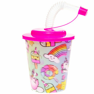GOBELET / POT &Agrave; GLACE AVEC PAILLE &ndash; LICORNE (12 pcs)