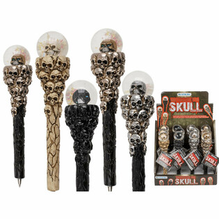 **M&Eacute;GA PAS CHER** Stylos &agrave; Bille T&ecirc;te de Mort en Pr&eacute;sentoir (12 pcs)