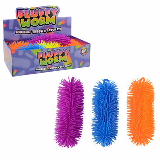 Grand Ver Fluffy 22 cm - Pr&eacute;sentoir Assorti (12 pcs)