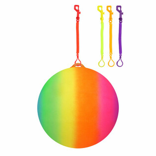 BALLE ARC-EN-CIEL AVEC CORDON / BALLE BUNGEE &Oslash;23 Cm (24 pcs)