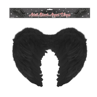 Ailes d'ange en plumes pour adultes - Couleur : Noir (12 pi&egrave;ces)