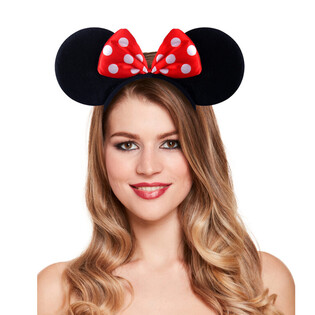 SERRE-T&Ecirc;TE OREILLES DE SOURIS AVEC N&OElig;UD ROUGE ET BLANC (50 pcs)