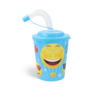 Gobelet &agrave; boisson / Coupe &agrave; glace avec paille - Smiley (12 pcs)