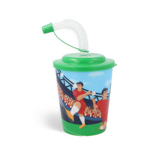 Gobelet / Verre &agrave; granit&eacute; avec paille &ndash; Footballeurs (12 pcs)