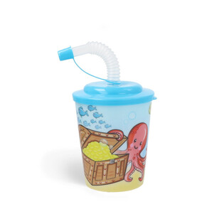 GOBELET / POT &Agrave; GLACE AVEC PAILLE &ndash; SEALIFE / ANIMAUX MARINS (12 pcs)