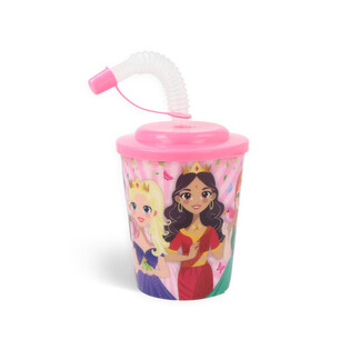 GOBELET / POT &Agrave; GLACE AVEC PAILLE &ndash; PRINCESSES (12 pcs)
