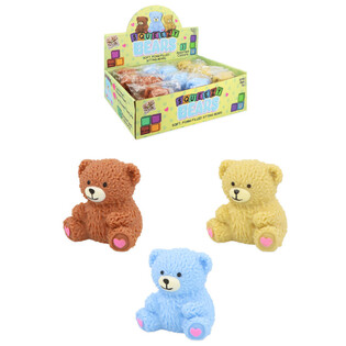 OURS SQUISHY SQUUZY - COULEURS VARI&Eacute;ES - EN PR&Eacute;SENTOIR (12 pcs)