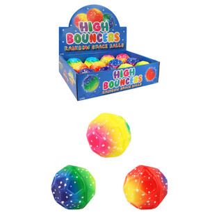 BALLE REBONDISSANTE HIGH BOUNCE RAINBOW SPACE - EN PR&Eacute;SENTOIR (12 pcs)